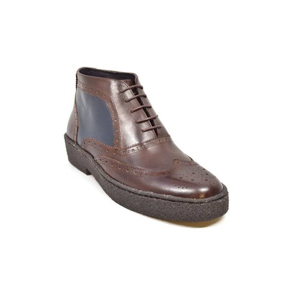 British Walkers Men's Wingtip Brown Navy Leather